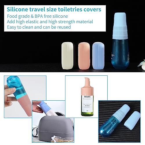 NELSHP Travel Bottle Covers,10 Pack Silicone Travel Size Container Sleeves,Stretching Travel Accessories for Shampoo Lotion Conditioner Wash Body Bottles