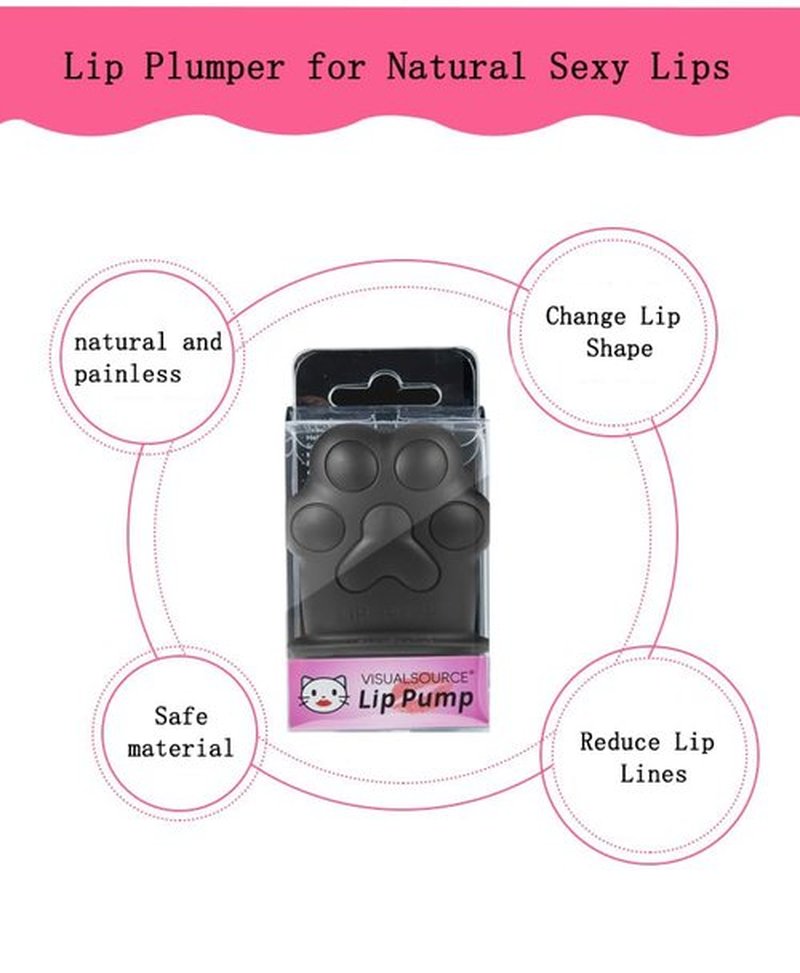 SFBBCLOZ Lip Plumper Cute Silicone Cat Paw Lip Pumper Device Quick Natural Lip Enhancer Tool Fuller Lip For Beauty Gadgets Sexy Lip Mouth (Black)