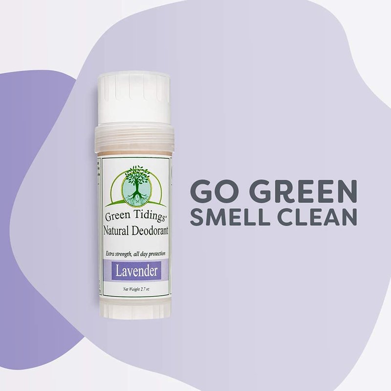 Green Tidings Natural Lavender Deodorant | Vegan, Organic for Men and Women, Fragrance Free & Aluminum Free, Underarm Antiperspirant (Lavender, 2.7 Ounces (3 Pack))