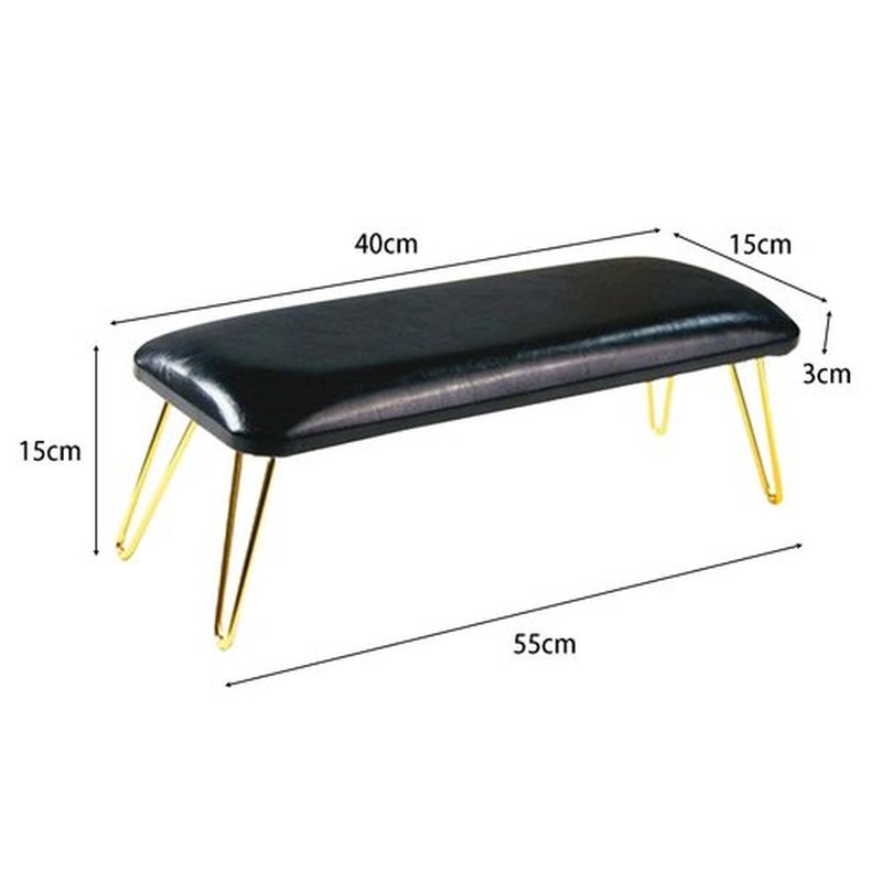 Milageto Nail Table Mat,Nail Pillow Hand Rest,Nail Art Accessories Tool,Non Slip,Manicure Nail Rest,Nail Arm Rest for Nail Techs Use, Black and gold