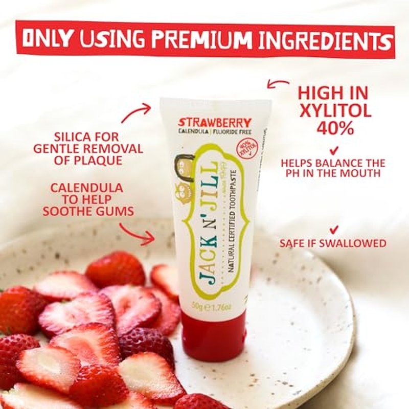 Jack N' Jill Natural Toddler Toothpaste for Baby, Kids and Infants 6 Months & Up, Fluoride Free Training Toothpaste for Toddlers 1-3, 40% Xylitol, BPA Free - Milkshake, 1.76 oz (Pack of 1)