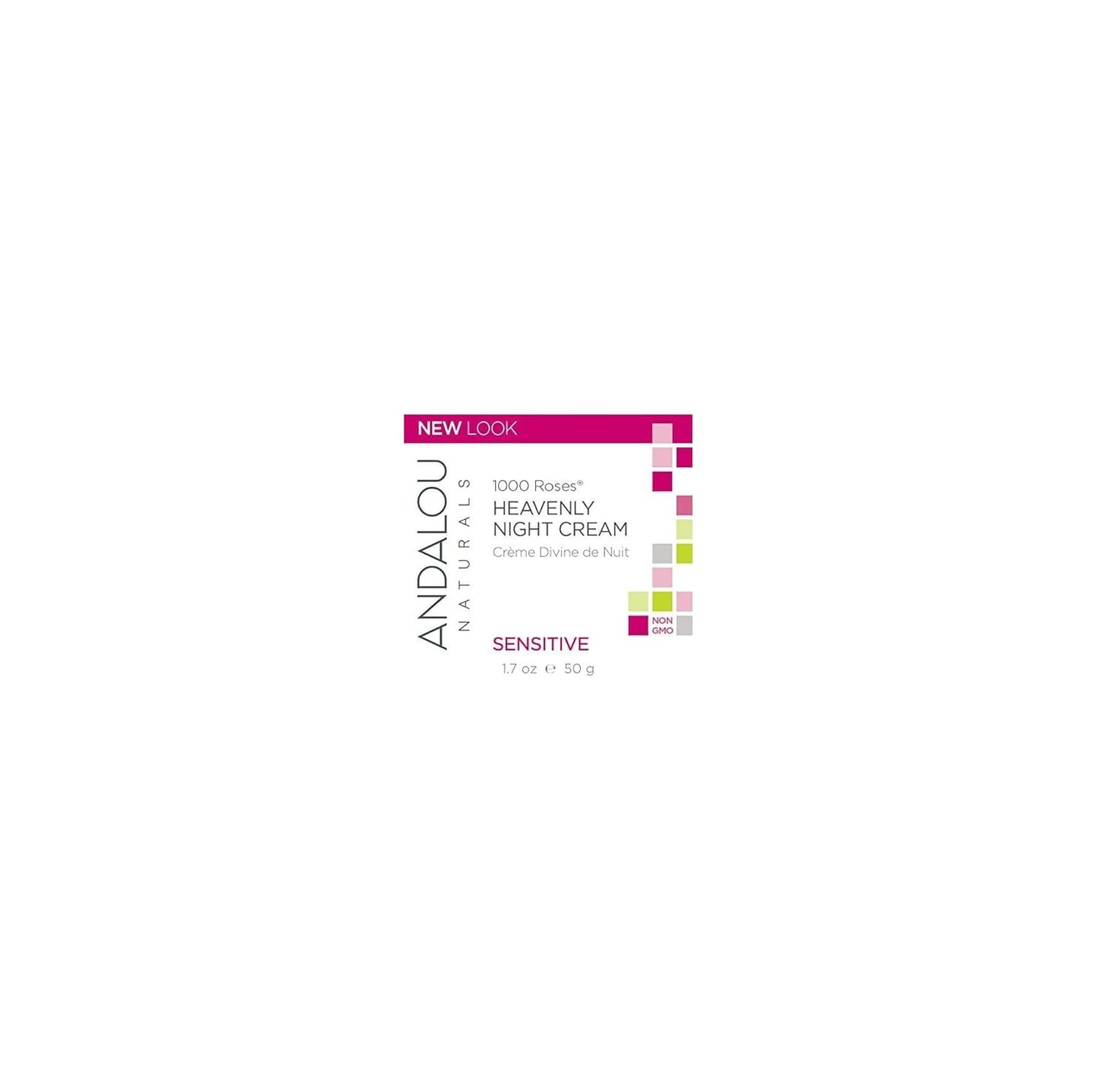 Andalou Naturals Heavenly Night Cream 1000 Roses, Sensitive Skin Moisturizer for Face, Enriched with Hyaluronic Acid & Aloe Vera, 1.7 Ounce