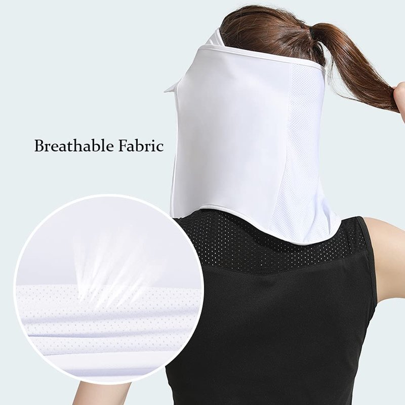 Unisex Sun Protection Golf Neck Shade Cap Drape UPF 50+ Cooling Face Covering (White)