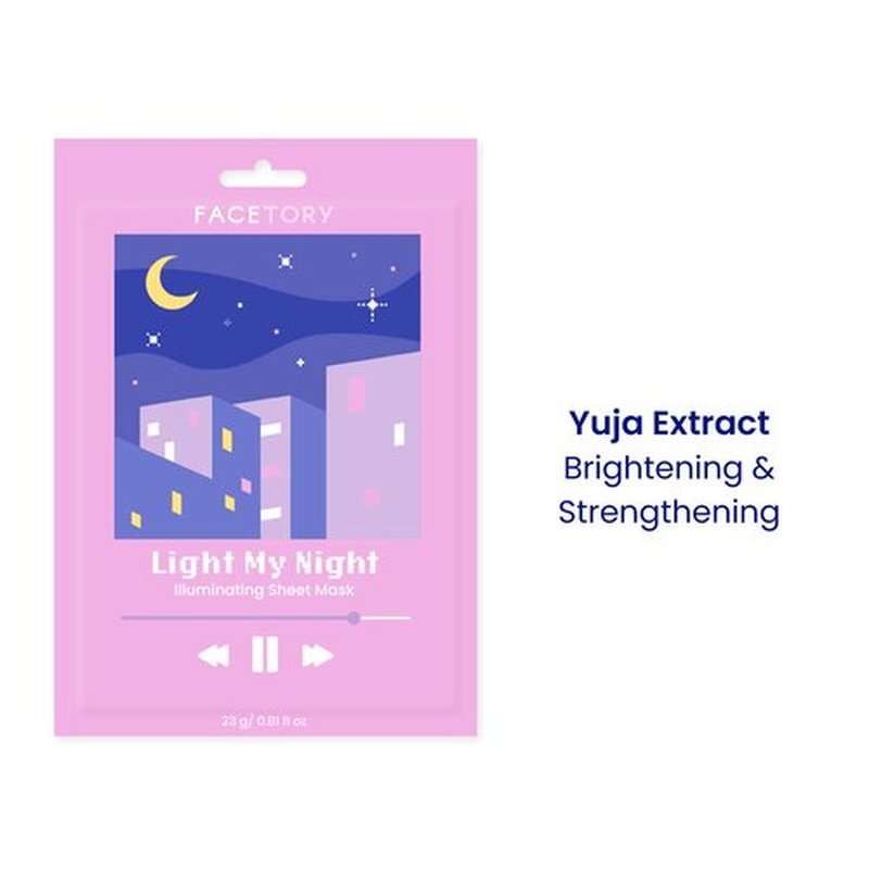 FACETORY K Beauty Face Mask Skin Care - ILLUMINATING Sheet Mask for ACNE-PRONE Skin with Yuja Extract | Brightens & Evens Complexion and Post-Acne Marks (10 Pack)
