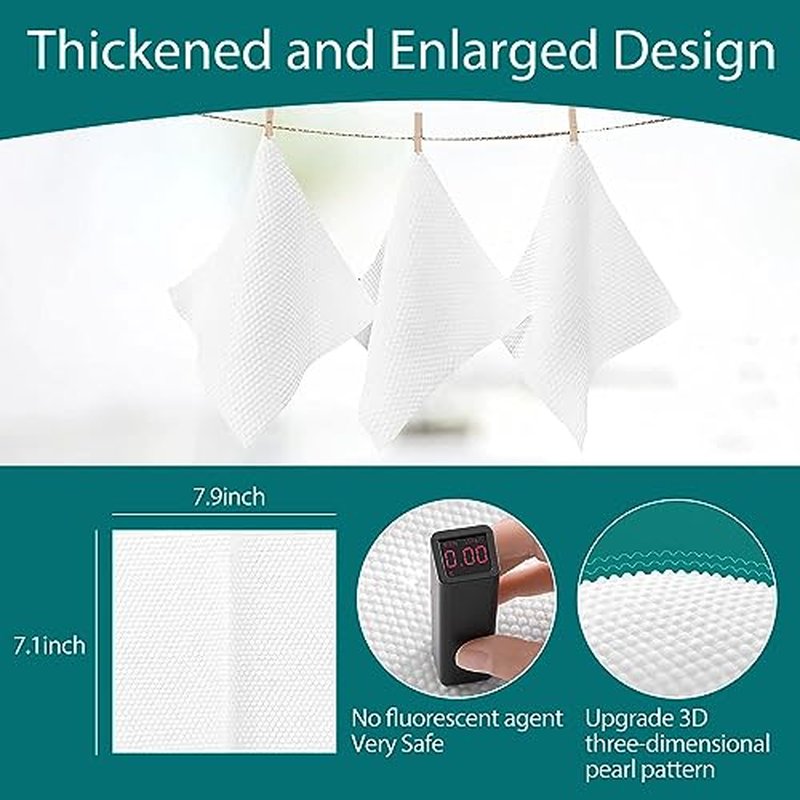 2 Pack-200 Count Disposable Face Towel,100% Cotton Facial Tissues,Biodegradable Face Towels for Adults and Baby,Lint-free Cotton Dry Wipes Multi-Purpose for Sensitive Skin, Surface Cleaning