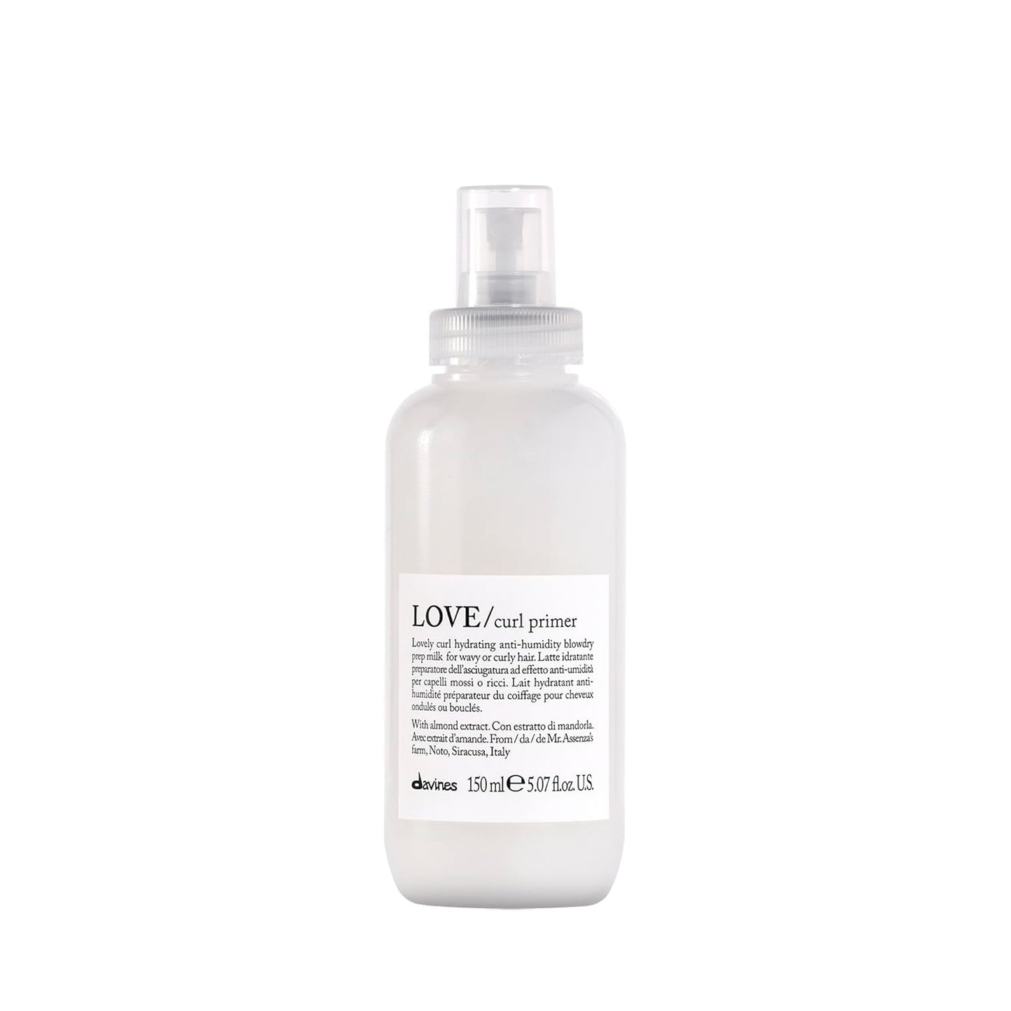 Davines LOVE Curl Primer, Anti-Humidity Blow-dry Prep Solution for Wavy And Curly Hair, Moisturizing Heat Protection, 5.07 Fl Oz