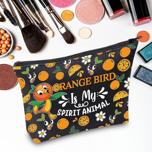 JNIAP Sunshine Bird Cosmetic Makeup Bag Birds Lover Gifts Sunshine Bird Zipper Pouch (Orange animal bl mb)