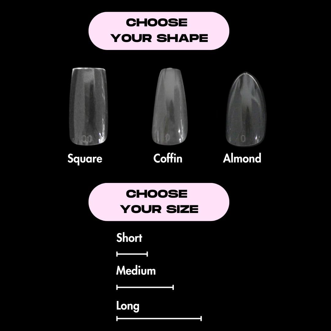 MarkattPro GelFlex Soft Gel Natural Round Medium Nail Tip 500pc Box | 14 Sizes 00-9, Soft Gel Nail Tips For Nail Technicians | Medium Round Clear