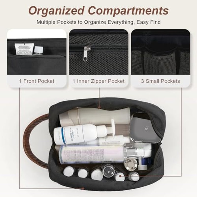 Ezday Travel Toiletry Bag for Men, Hanging Toiletry Organizer, Water Resistant Shaving Kit with Large Capacity for Travel Accessories (Black)
