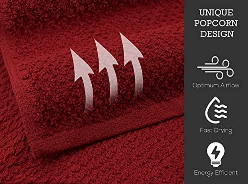 Tukasa Linens 16 Pack Cotton Washcloths for Body and Face, 12x12 Inches, Pack of 16, Multipurpose and Lightweight Wash Clothes for Face. Highly Absorbent - Travel and Bath Towel (Red Family)