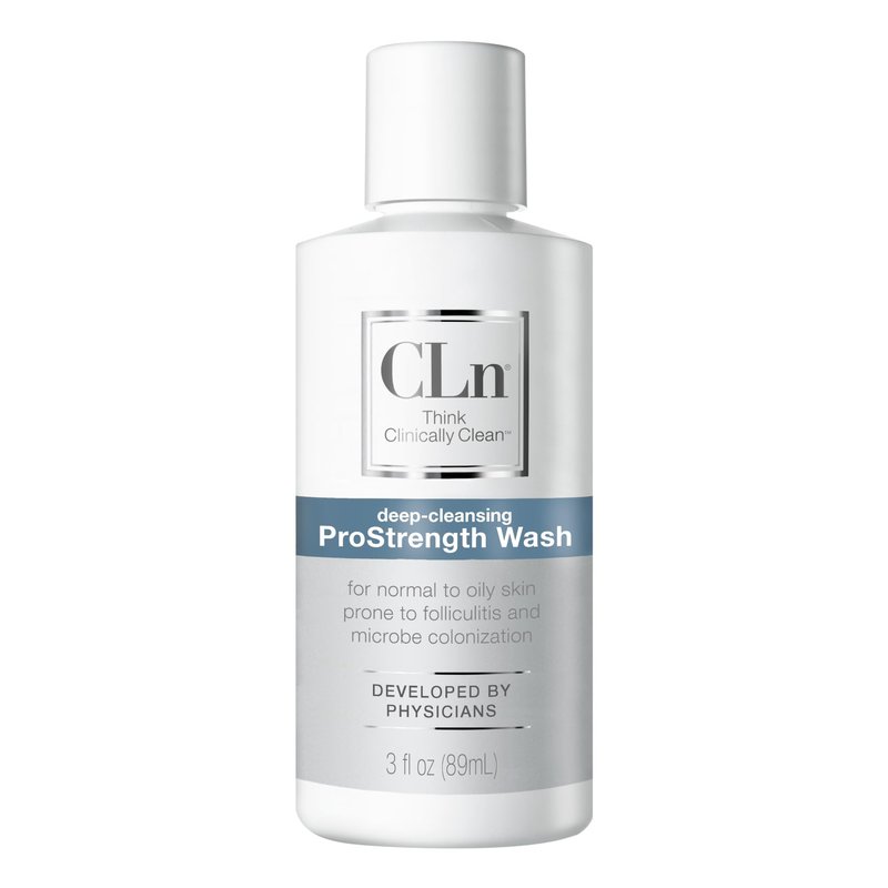 CLn ProStrength Wash - 3 fl oz, Salicylic Acid Body Wash & pH Balanced Cleanser for Oily & Acne Prone Skin, Exfoliating Body Wash for Men & Women, Fragrance Free Daily Skin Care