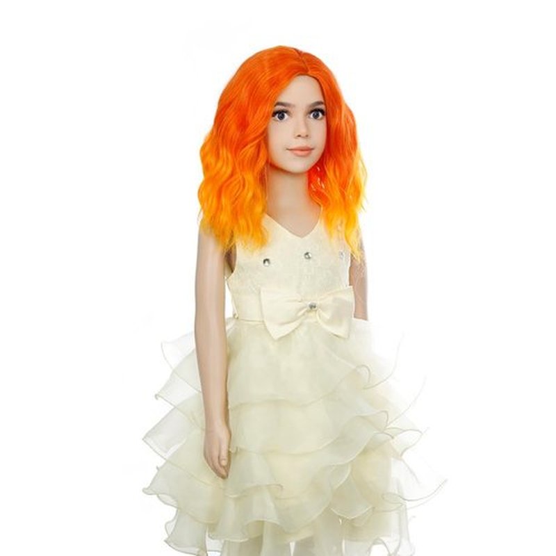 PATTNIUM Kids Fire Wig Short Ombre Orange Wig for Girls Cosplay Halloween Party Costume Synthetic Flame Wig Child Size (Ombre Orange)