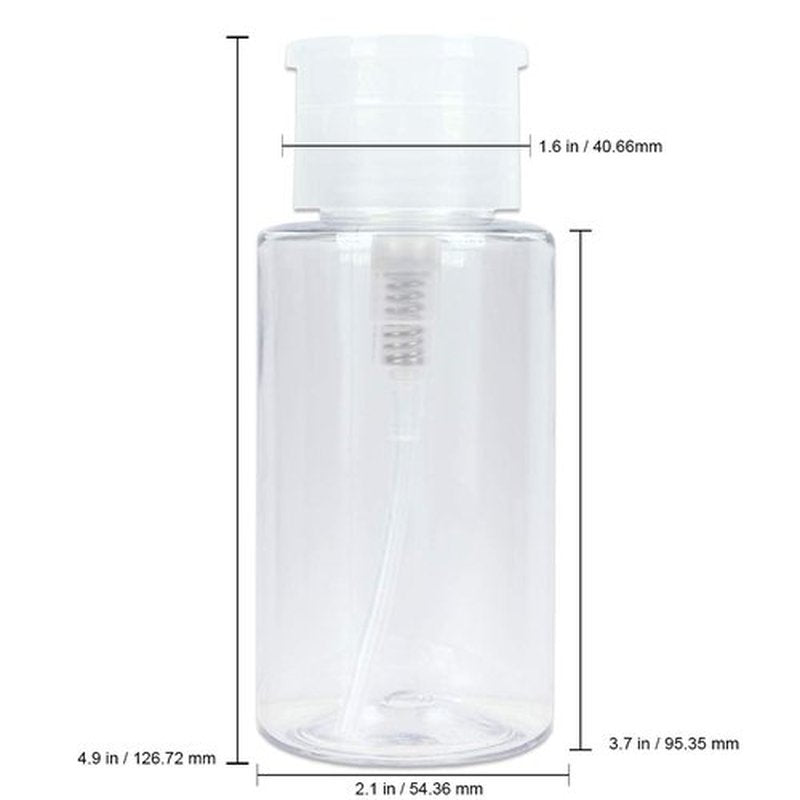 7oz Push Down Pump Dispenser Flip Top Cap Refillable Empty Bottle - Color: Clear - Lockable Travel Cosmetic Packaging Empty Bottle for Nail Polish Manicure