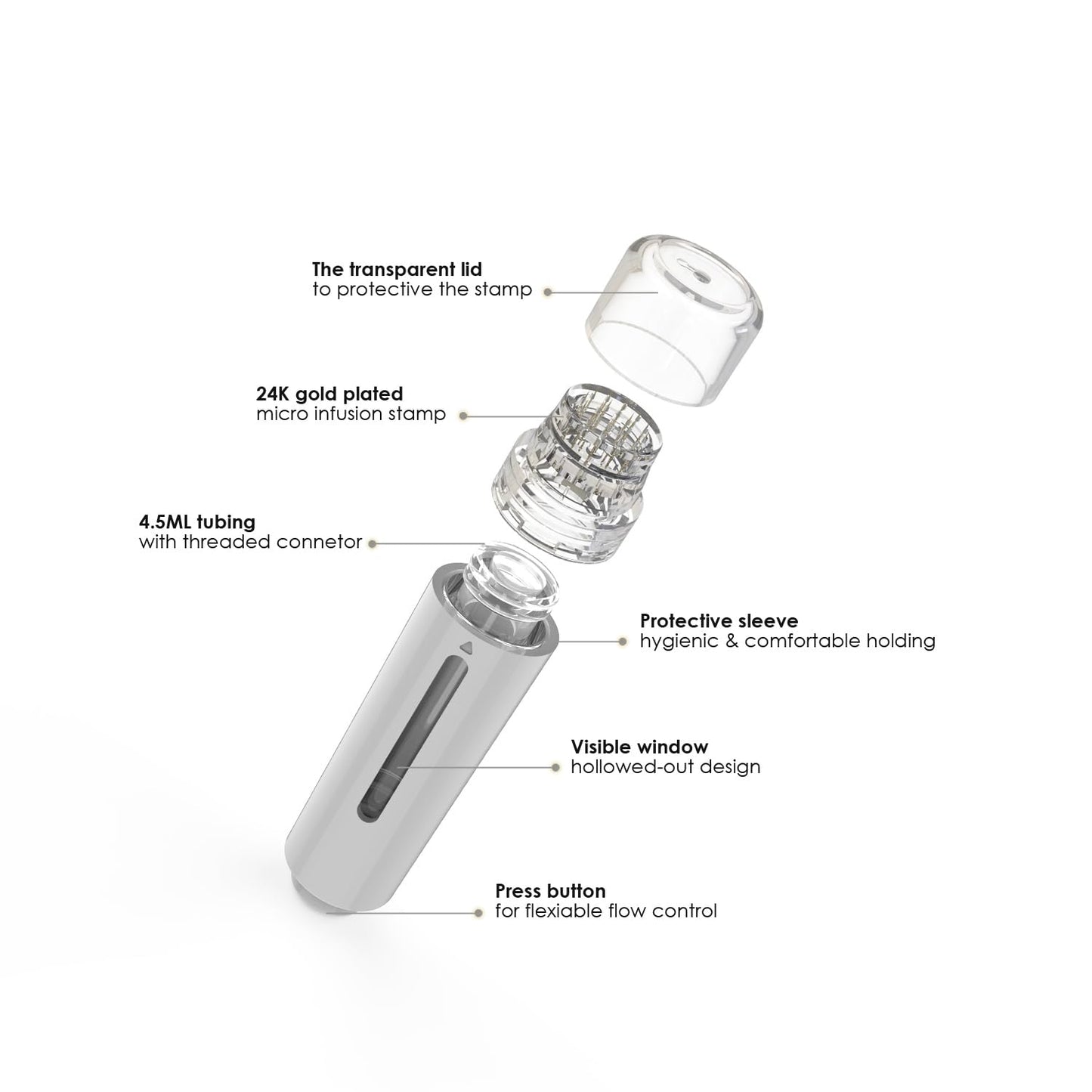 Micro Titanium Infusion Derma Stamp Microneedle for Skin Care Face Lips Hair Scalp Derma Roller Alternative Beauty Tool Microneedling Serum Applicator Microneedling Pen (Silver)