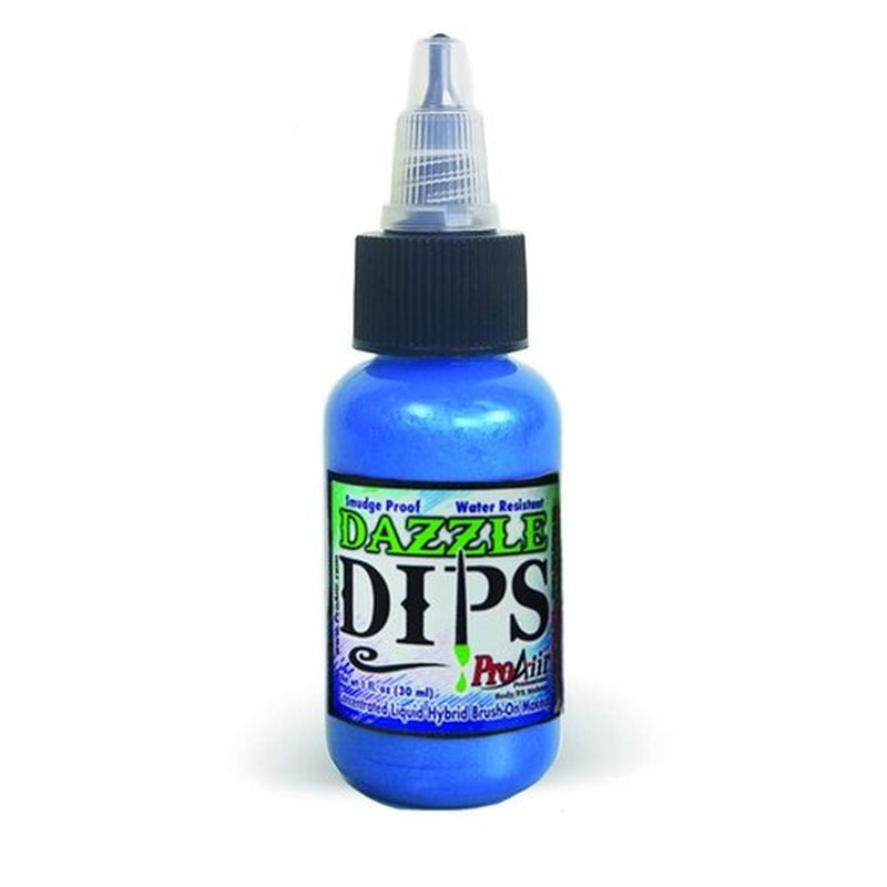 Face Painting Makeup - ProAiir Waterproof Brush On Dazzle DIPS - 1 oz (30ml) Blue