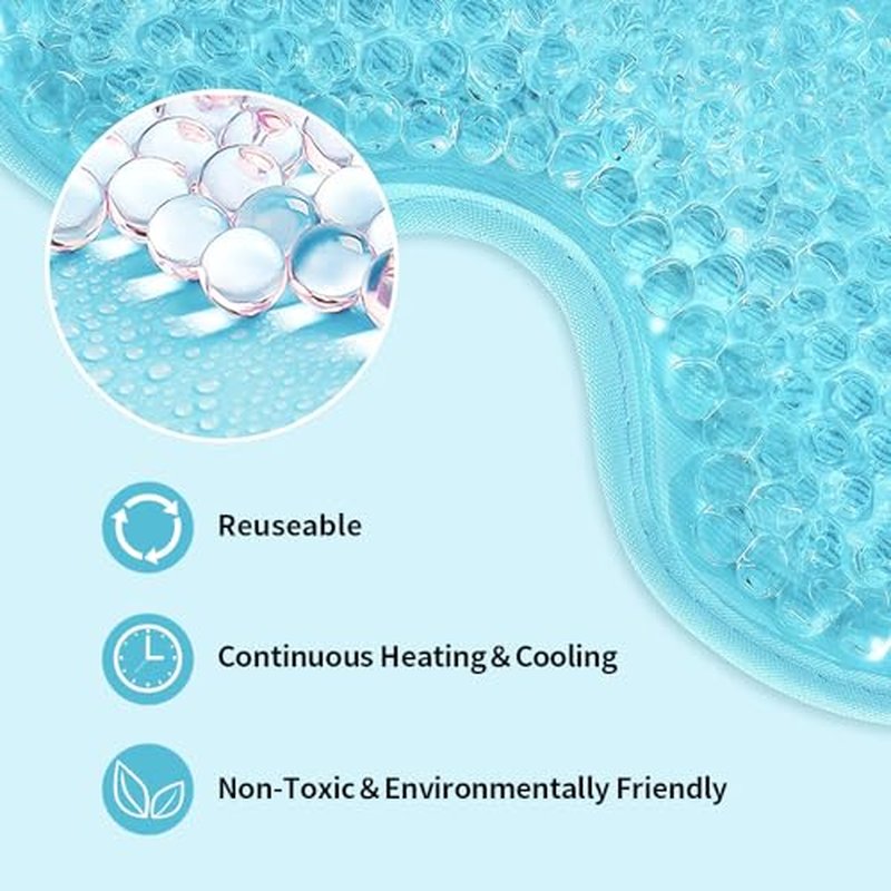 CONBELLA 2PCS Cooling Eye Mask Gel Eye Mask, Reusable Hot Cold Therapy cold eye mask for Post Surgery, Puffiness, Dark Circles, Eye Bags, Dry Eyes, Migraines with Soft Plush Backing (Heart+Snowflake)