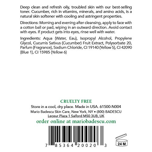 Cucumber Facial Toner by Mario Badescu | Non-Drying Astringent for Oily Skin & Breakouts