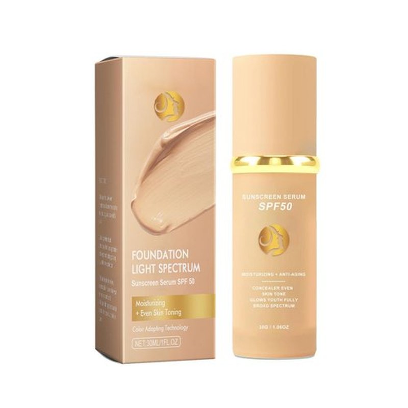 Bionic 4-in-1 Foundation Light/Medium Spectrum, Mimicking Skin Color Foundation, Full Coverage Concealer, SPF 50, (Light, Spectrum)