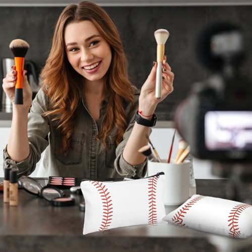 Eccliy 20 Pcs Baseball Makeup Bags Bulk Sport Team Gifts Baseball Cosmetic Bag Accessories for Women Toiletry Zipper Pouch Travel Canvas Gifts Stuff for Party Team Players Lover