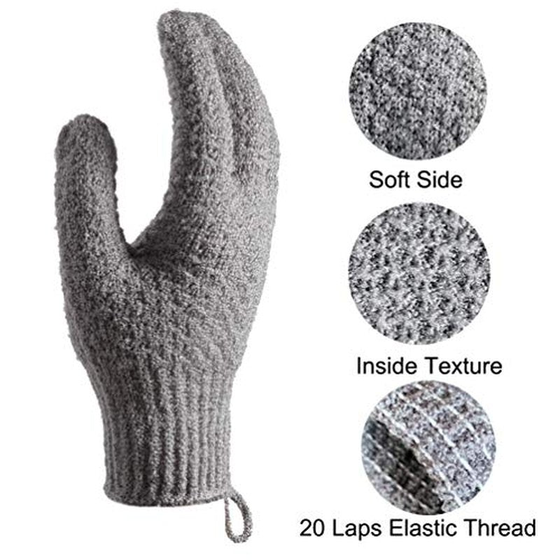2 Pairs Bath Exfoliating Gloves for men and women – CLEEDY 4 Pcs Heavy and Large Exfoliating Gloves Scrubbing for Shower, Spa, Massage - Scrub Exfoliating Mitts for Body, Face, Hand and Foot (black)