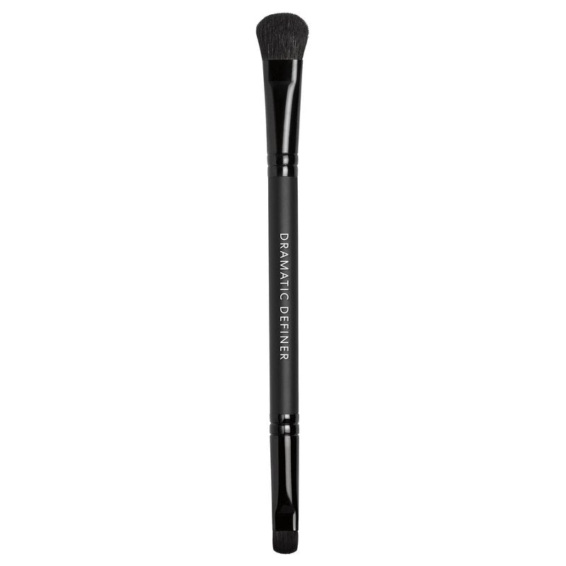 bareMinerals Dramatic Definer Eye Duo Brush, Flat Eyeshadow Brush to Build Color, Rounded Small Brush to Line + Define Eyes, Synthetic Fibers, Vegan