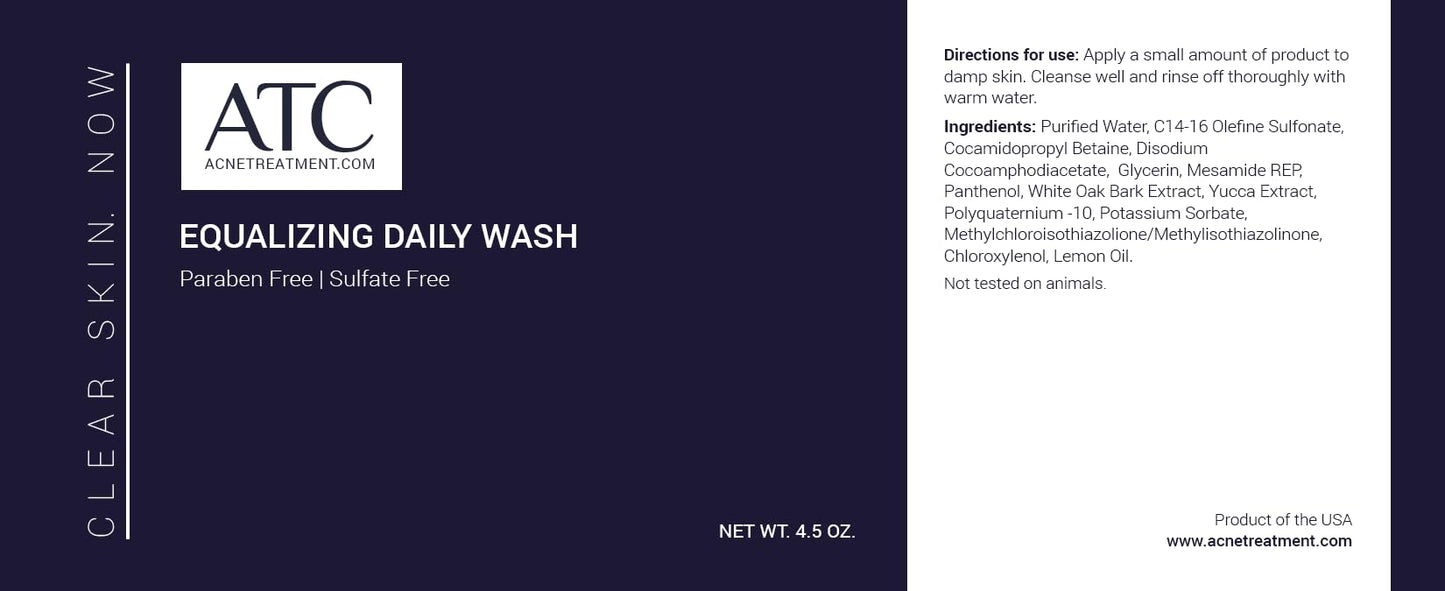Equalizing Daily Body Wash - Sulfate and Paraben Free Foaming Cleanser for All Skin Types and Grades of Acne