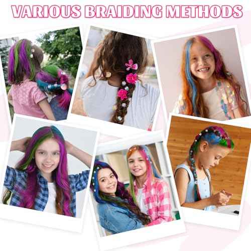 Temporary Hair Chalk with Hair Gem Stamper Kit, Hair Styling Tool with REUSABLE Shining Diamonds, Washable Hair Chalk Hair Color Dye for Girls, Toys Gifts for Girls 3 4 5 6 7-12