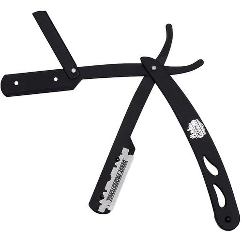 The Shave Factory Straight Edge Razor Kit (Black / 200 Derby Professional Single Edge Razor Blades)
