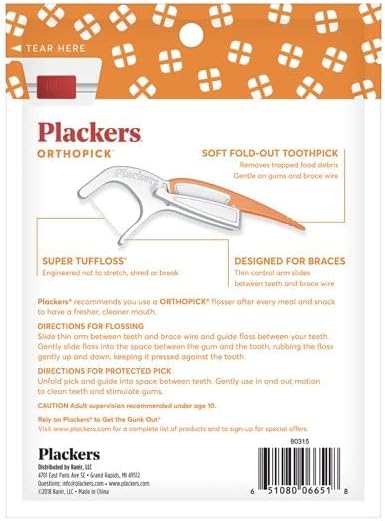 Plackers Orthopick Flosser for Braces, 24 Count (Pack of 2)