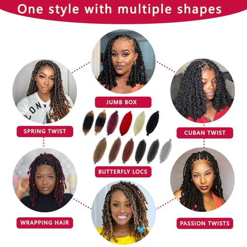 Marley Twist Braiding Hair Ombre Gray Afro twist hair 24 Inch Wrapping Hair for Soft Locs Pre-Separated Marley Hair 8 Packs Synthetic Crochet for Faux Locs Kinky Braiding Hair Extensions for Twisting