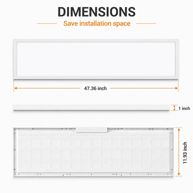 1x4 Led Flat Panel Light Surface Mount Ceiling Light, 3CCT 3000K/4000K/5000K Dimmable, 30W/40W/46W 5060LM -Lit, Flush Mount or Drop Ceiling for Office Kitchen Garage, White (4 Pack)