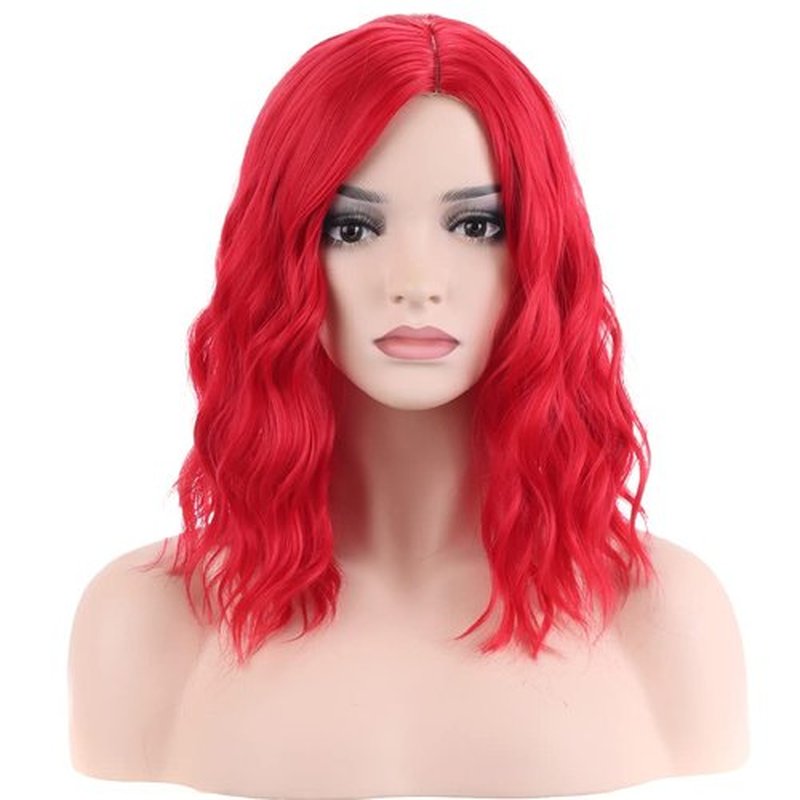 BERON 14 Inches Red Wig for Women Short Curly Wig Red Bob Wig Short Wigs Red Beach Wave Wigs for Daily Party