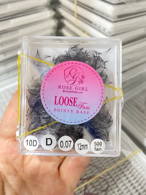 ROSE GIRL Loose Promade Fans - Natural Look Handmade Volume Eyelashes From 3D To 16D - C CC D DD Curl - False Lashes Extensions - Thickness 0.03~0.1 mm - 8~20 mm Length (10D-0.07-D (8mm))