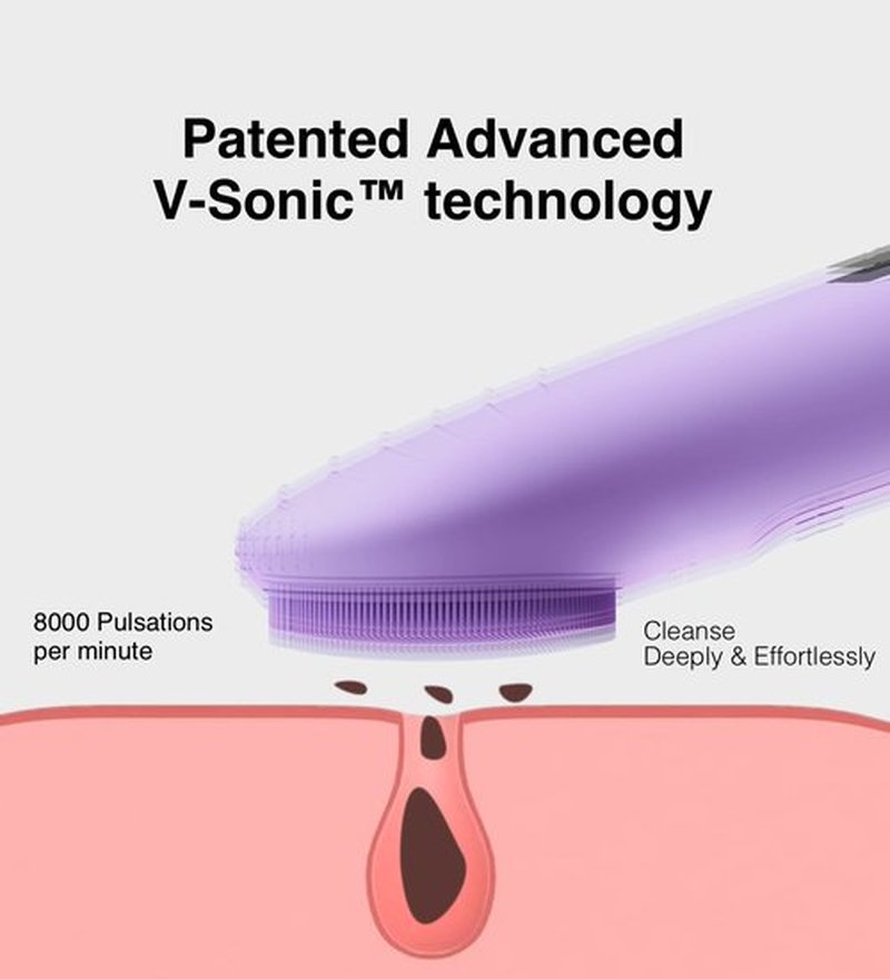 Face Scrubber, NågraCoola CLIE Facial Cleansing Brush, Waterproof and Rechargeable Face Scrub Brush for Men & Women, Cleansing, Exfoliating and Massaging, Electric Face Wash Brush - Violet