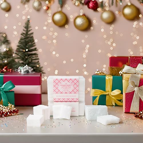 ICOTLE 475 Pcs Square Makeup Cotton Pads, 100% Cotton Soft Lint Free for Removing Makeup, Double-Side Save Water, 75 Thick + 400 Ultra-Thin for Daily Skin Care