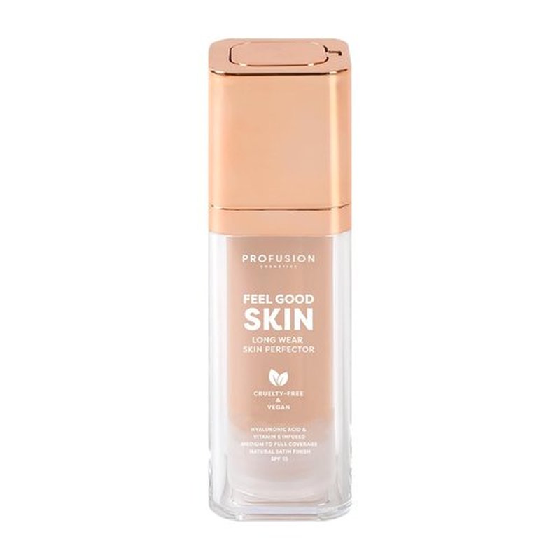 Profusion Cosmetics Feel Good Skin Perfector, Foundation Makeup for Radiant, Satin Finish, Available in 12 Curated Shades (Fair 100, 1)