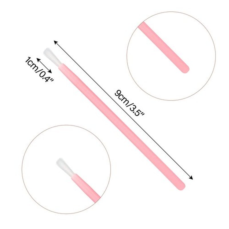 GCQQ 100PCS Disposable Lip Brushes, Pink Lipstick Applicator, Lip Wands Makeup Beauty Tool Kits PYO Cookie Paint Brush (Pink)