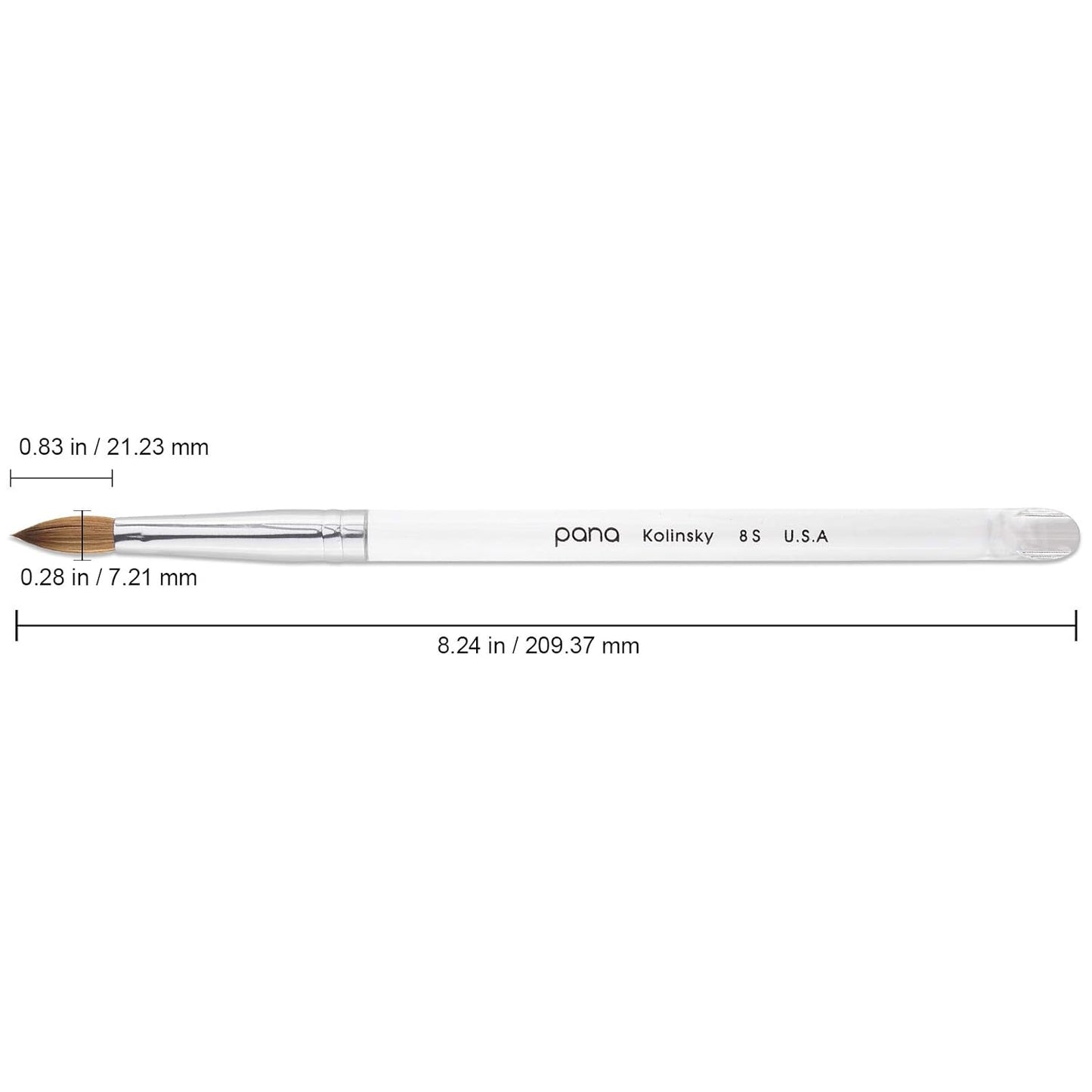 pana USA Acrylic Nail Brush100% Pure Kolinsky Hair New Teal Wood Handle with Silver Ferrule Oval Crimped Shaped Style (Size # 10)