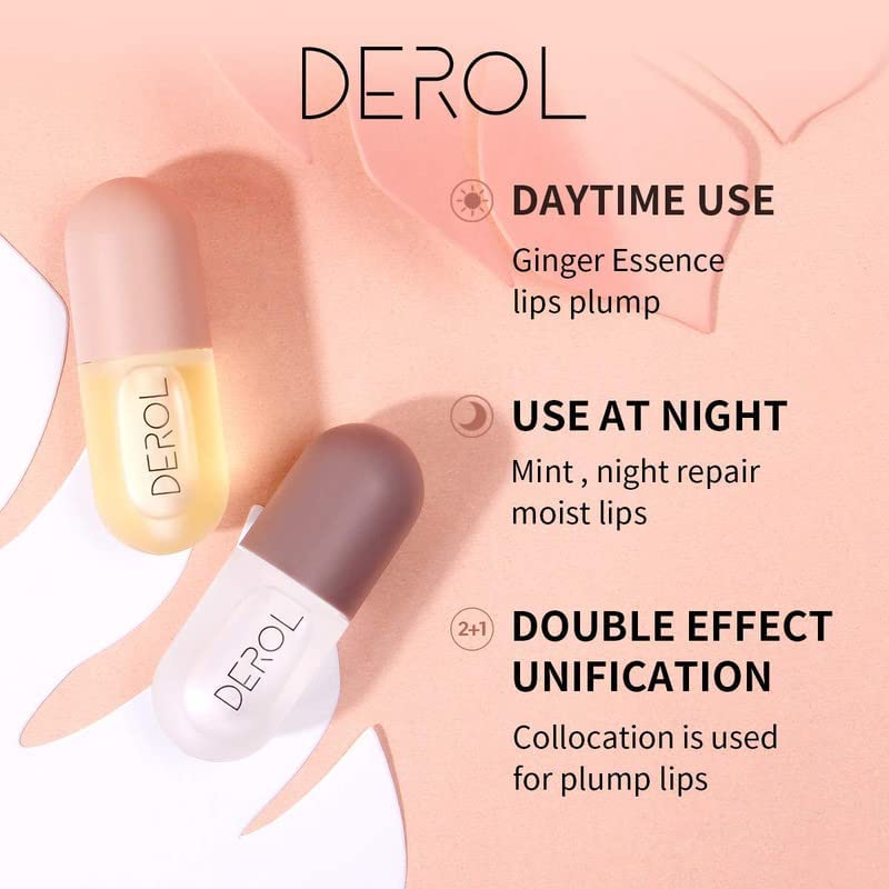 Lip Plumper Set - Natural Lip Care & Enhancer for Softer, Fuller Lips | Day & Night Serum, Lip Mask & Gloss