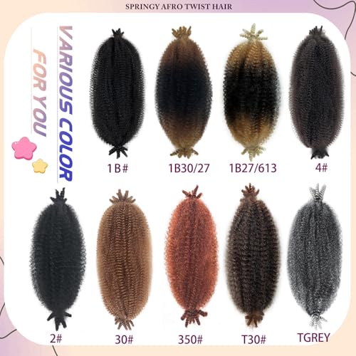 Sunsmilely Afro Twist Hair 8 Inch Marley Twist Braiding Hair 8 Packs Springy Afro Twist Hair 1B Cuban Twist Hair Natural Black Spring Twist Hair Synthetic Wrapping Hair for Soft Locs