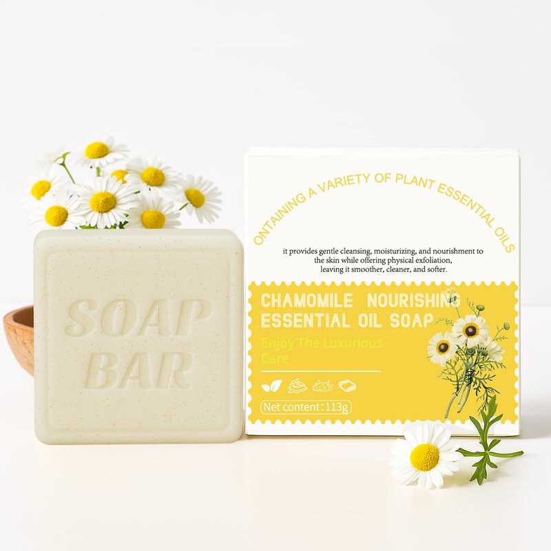 AppXynn Nourishing Essential Oil Soap Bar, 3.99oz Natural Bar Soap, Cleansing Moisturizing, Handmade Soap for Body and Face,Chamomile