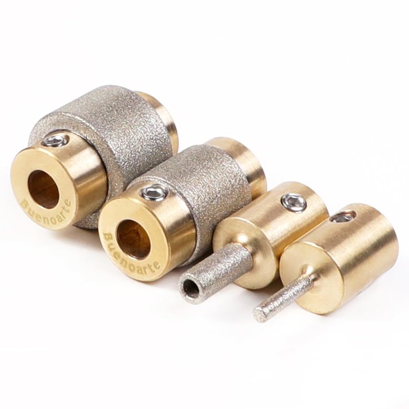 Buenoarte Combination Set 1 3/4 1/4 1/8 Inch Diamond Grinder Bit Head Tools Brass Core Stained Glass Grinder Bits & Diamond Grinder Bit Head Tools, Tools and Supplies for Stained Glass (4)