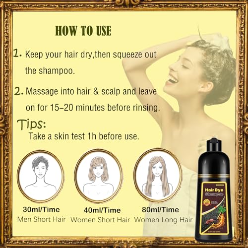 NCEPROHR Blonde Brown Hair Color Shampoo - Instant, Long Lasting Brown Hair Dye Shampoo 3 in 1 for Women & Men, Herbal Brown Shampoo, Easy to Use, Ammonia Free, Paraben Free, 16.90 Fl OZ