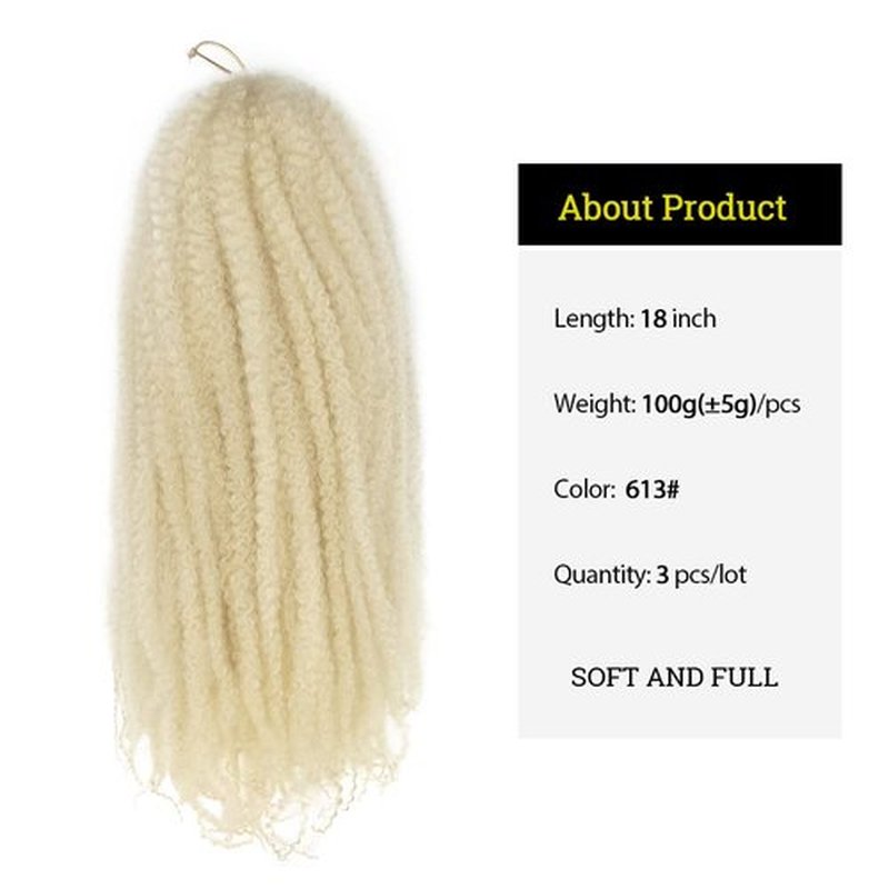 KGBFASS 3Packs Marley Braiding Hair 18Inch Afro Marley Hair For Twists Synthetic Kinky Braiding Hair Extensions (613)
