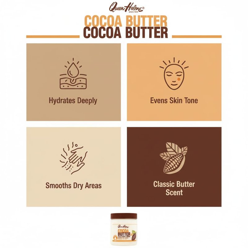 Queen Helene Cocoa Butter Creme – Deep Hydrating Cocoa Butter Formula for Smooth Radiant Skin | 15 oz Jar | 2 Pack
