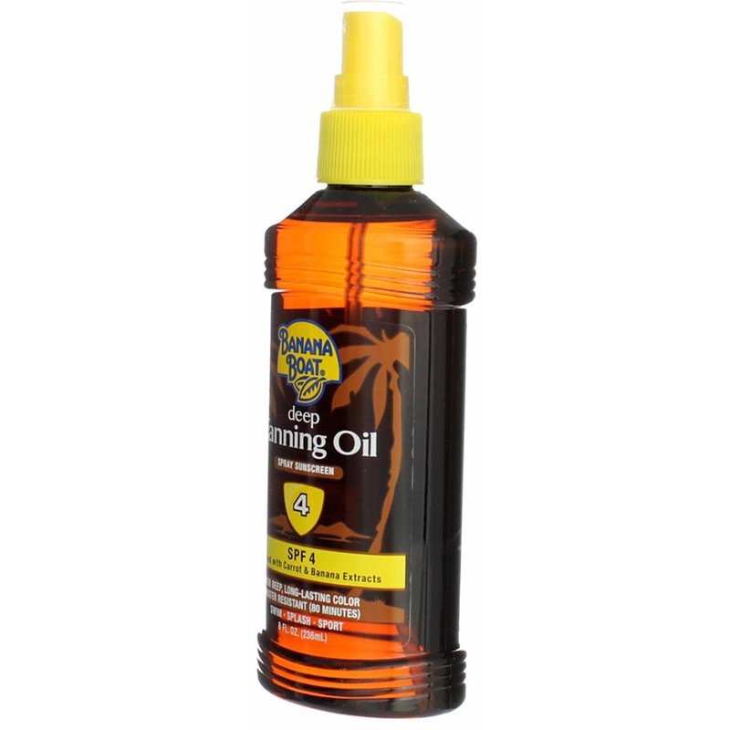 Banana Boat Deep Tanning Spray Oil SPF 4, 8 Oz. - Pack of 6