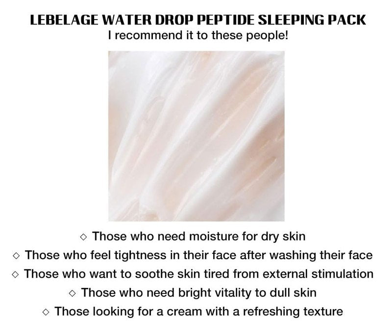 LEBELAGE Korean Face Cream for Women | Overnight Hydrating Facial Moisturizer for Sensitive Dry Skin | Moisture Barrier Cream, Firming Wrinkle Care, Glass Skin | 3.38 fl oz (Peptide)