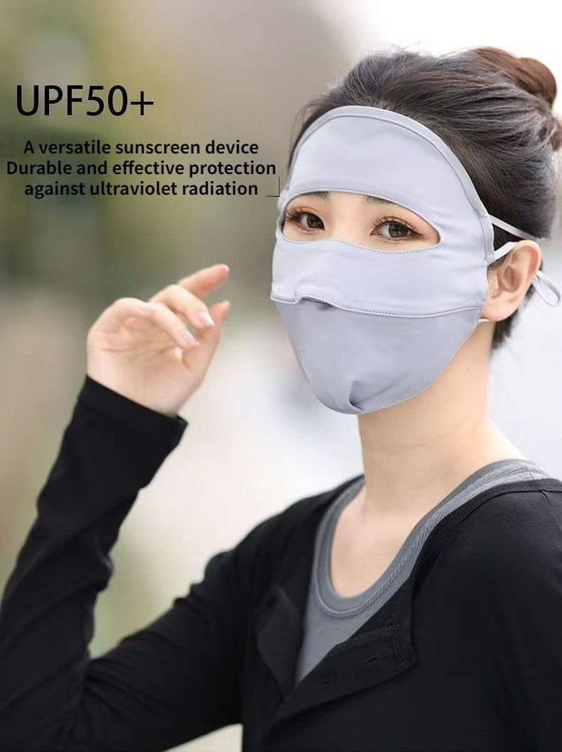 Face UV Face Covering UPF 50+ Women Sun Protection Face Mask Washable Reusable for Running Outdoors (A Grey,US,Alpha,Medium,Regular,Regular)