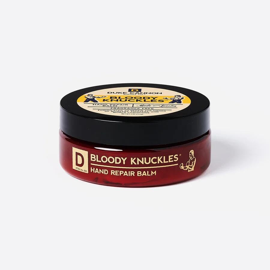 Duke Cannon Bloody Knuckles Hand Repair Balm - Unscented Moisturizer, Repair and Revitalize Dry, Cracked Skin, Ideal for Workers and Fighters, Set of 2 (5 oz. & 1.4 oz.)