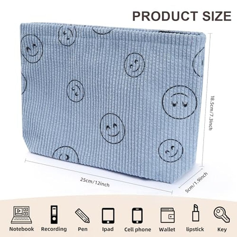 Wudimeitt Cosmetic bag Makeup bag Preppy Cute Corduroy Toiletry bag for women travel essentials (brownbrown)